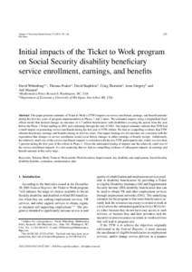 129  Journal of Vocational Rehabilitation–140 IOS Press  Initial impacts of the Ticket to Work program