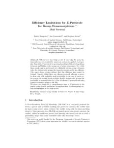 Efficiency Limitations for Σ-Protocols for Group Homomorphisms ? (Full Version) Endre Bangerter1 , Jan Camenisch2 , and Stephan Krenn3 1