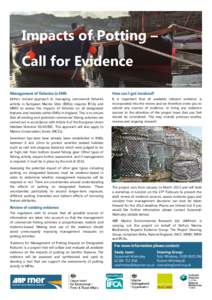 Impacts of Potting – Call for Evidence Photo by Andrew Pearson Management of fisheries in EMS