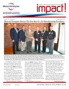 Volume 10, Number 2  Aug./Sept[removed]Missouri Enterprise Honors The Doe Run Co. For Manufacturing Excellence