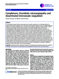 Complement, thrombotic microangiopathy and disseminated intravascular coagulation