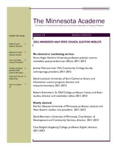 The Minnesota Academe A Publication of the Minnesota Conference of the American Association of University Professors Inside this issue:  State Council