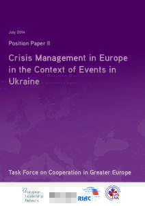 JulyPosition Paper II Crisis Management in Europe in the Context of Events in