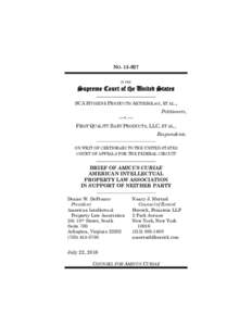 NOIN THE Supreme Court of the United States SCA HYGIENE PRODUCTS AKTIEBOLAG, ET AL., Petitioners,