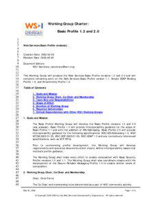 Working Group Charter: Basic Profile 1.2 and 2.0 1