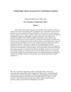 Testing Simple Markov Structures for Credit Rating Transitions