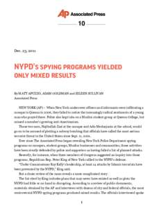10  Dec. 23, 2011 NYPD’s spying programs yielded only mixed results