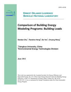 rogress Report: Comparison of Building Energy Modeling Program