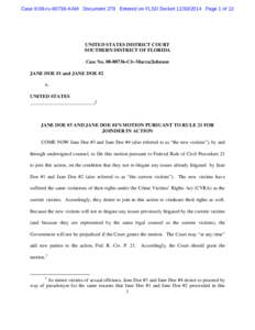 Case 9:08-cvKAM Document 279 Entered on FLSD DocketPage 1 of 13  UNITED STATES DISTRICT COURT SOUTHERN DISTRICT OF FLORIDA Case NoCiv-Marra/Johnson JANE DOE #1 and JANE DOE #2