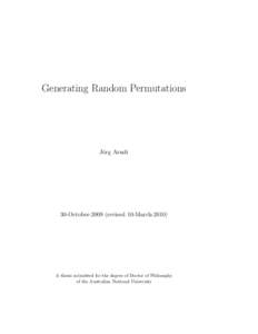 Generating Random Permutations  J¨org Arndt 30-October[removed]revised 10-March-2010)