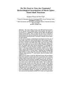 Do We Need to Vary the Constants? Methodological Investigation of Block-Cipher Based Hash Functions Donghoon Chang1 and Moti Yung2 1