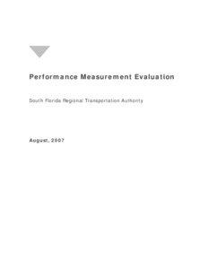 Performance Measurement Evaluation South Florida Regional Transportation Authority