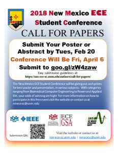 2018 New Mexico ECE Student Conference CALL FOR PAPERS Submit Your Poster or Abstract by Tues, Feb 20