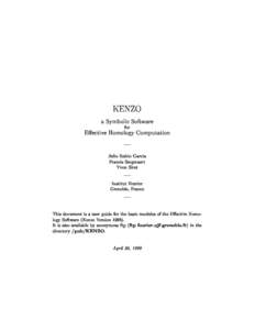 KENZO  a Symbolic Software for Eective Homology Computation |{