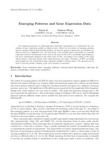 Genome Informatics 12: 3–Emerging Patterns and Gene Expression Data Jinyan Li