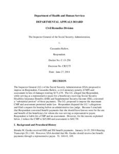 [removed]CR3275 The Inspector General of the Social Security Administration v. Cassandra Ballew