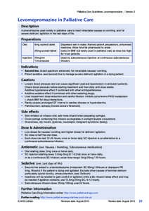 Palliative Care Guidelines: Levomepromazine | Version 2  Levomepromazine in Palliative Care