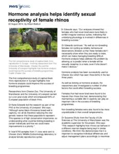 Hormone analysis helps identify sexual receptivity of female rhinos