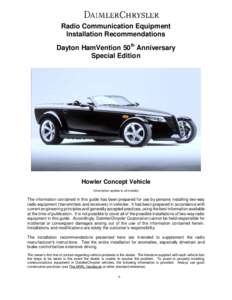 Radio Communication Equipment Installation Recommendations Dayton HamVention 50th Anniversary Special Edition  Howler Concept Vehicle