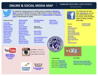 ONLINE & SOCIAL MEDIA MAP  SANBORN REGIONAL HIGH SCHOOL Where We Are Online  Our school has a large presence on Twitter and you can follow us @SanbornRegHS. You can also follow many of our staff members as well as severa