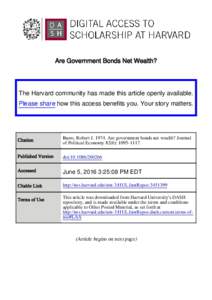 Are Government Bonds Net Wealth?