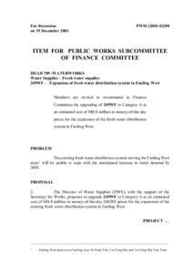 For discussion on 19 December 2001 PWSC[removed]ITEM FOR PUBLIC WORKS SUBCOMMITTEE