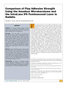 Comparison of Flap Adhesion Strength Using the Amadeus Microkeratome and the IntraLase iFS Femtosecond Laser in Rabbits Michael C. Knorz, MD; Urs Vossmerbaeumer, MD