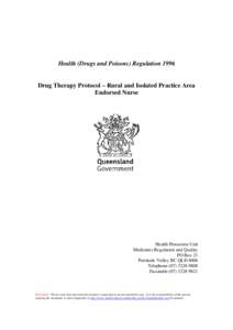 Drug Therapy Protocol: Isolated Practice Areas and Rural Hospitals Registered Nurses
