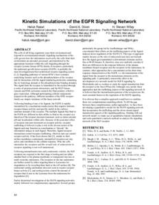 Kinetic Simulations of the EGFR Signaling Network Haluk Resat David A. Dixon  H. Steven Wiley