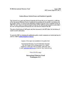 Guinea-Bissau: Selected Issues and Statistical Appendix; IMF Country Report[removed]; July 19, 2006