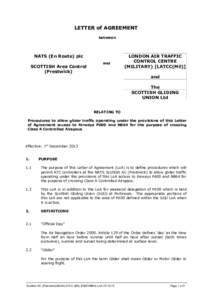 LETTER of AGREEMENT between NATS (En Route) plc SCOTTISH Area Control (Prestwick)