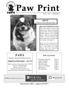 Paw Print  VOL 34 – ISSUE 2 SEAN January 4, [removed]March 8, 2006
