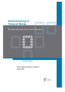 Communicating in Times of Stress : WA Open Disclosure Pilot Project Evaluation 2007