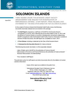 Solomon Islands: Third Review Under the Extended Credit Facility Arrangement and Request for Modification of Performance Criteria—Staff Report; Press Release; and Statement by The Executive Director For Solomon Islands