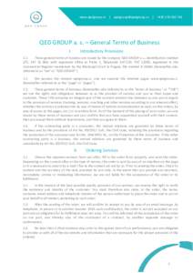www.qedgroup.cz |  | +QED GROUP a. s. – General Terms of Business I.  Introductory Provisions