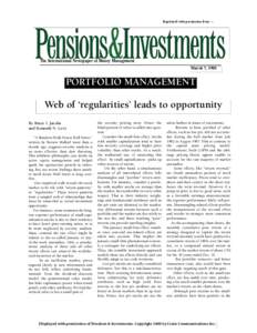 Reprinted with permission from —  The International Newspaper of Money Management March 7, 1988  PORTFOLIO MANAGEMENT
