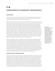 part[removed]section 1.4 — Comprehensive Governance Arrangementsts /// page[removed]COMPREHENSIVE GOVERNANCE ARRANGEMENTS Background In due course, most, if not all, First Nations want to exercise broad self-government p