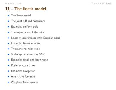 The linear modelThe linear model • The linear model • The joint pdf and covariance • Example: uniform pdfs