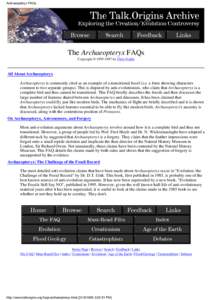 Archaeopteryx FAQs  The Archaeopteryx FAQs Copyright © by Chris Nedin  All About Archaeopteryx