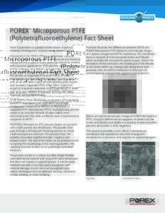 POREX Microporous PTFE (Polytetrafluoroethylene) Fact Sheet ® Porex Corporation is a global market leader in porous materials development, manufacturing, and innovation.