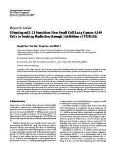 Silencing miR-21 Sensitizes Non-Small Cell Lung Cancer A549 Cells to Ionizing Radiation through Inhibition of PI3K/Akt
