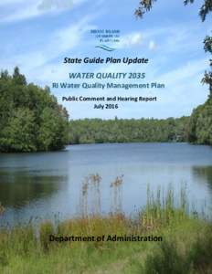 State Guide Plan Update WATER QUALITY 2035 RI Water Quality Management Plan Public Comment and Hearing Report July 2016