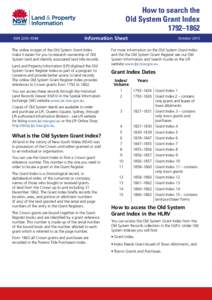 How to search the Old System Grant Index 1792–1862 ISSN 2203–9384  Information Sheet