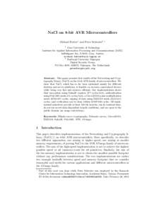 NaCl on 8-bit AVR Microcontrollers Michael Hutter1 and Peter Schwabe2 ⋆  1