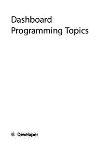 Dashboard Programming Topics Contents  Introduction to Dashboard Programming Topics 9