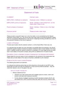 DRP - Statement of Facts  Statement of Facts CLAIMANT:  Claimant name