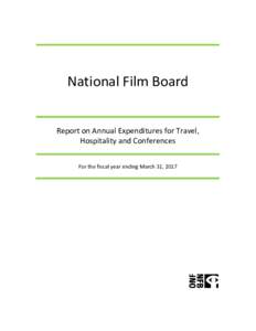 Office national du film Rapport sur les dépenses annuelles de voyages, d’accueil et de conférences