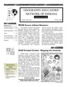 GEOGRAPHY EDUCATORS’ NETWORK OF INDIANA NEWSLETTER Volume 109, Issue 1  Winter, 2009