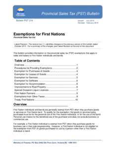 Exemptions for First Nations