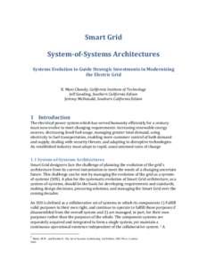 Smart Grid   System­of­Systems Architectures  Systems Evolution to Guide Strategic Investments in Modernizing  the Electric Grid    